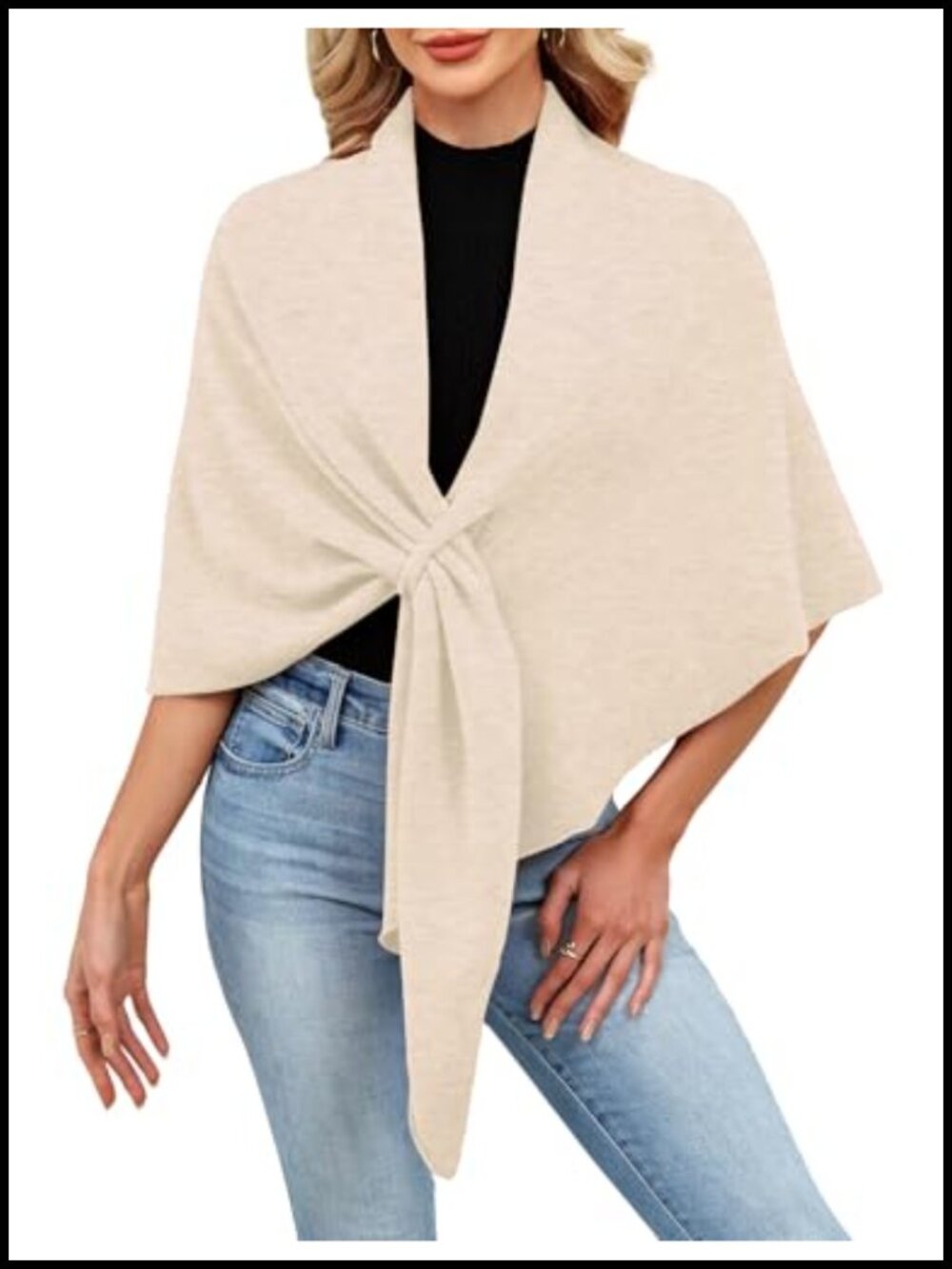 Women Soft Shawl Wrap Knitted Open Front Poncho Sweater Spring Summer
